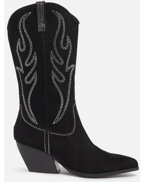 Steve Madden Walkover Suede Western Boots - Black