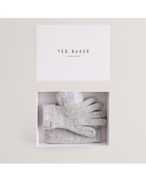 Ted Baker Keriis Ribbed-knit Hat And Gloves Set - White