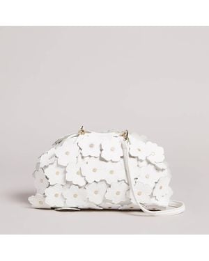 Ted Baker Floriah Floral-appliquéd Leather Clutch Bag - White