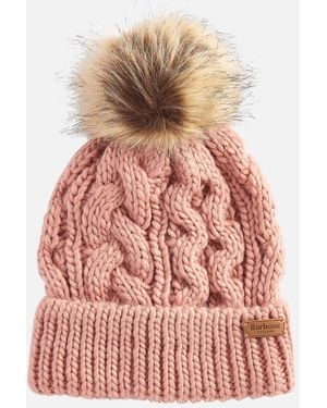 Barbour Penshaw Cable Knit Beanie Hat - Pink