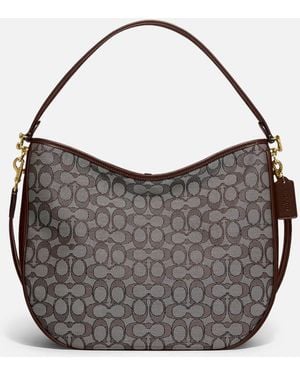COACH Signature Jacquard Soft Tabby Hobo Bag - Gray