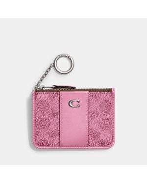 COACH Signature Mini Skinny Coated-canvas Cardholder - Pink