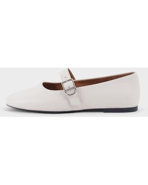 Vagabond Shoemakers Vagabond Jolin Buckle Leather Ballet Flats - White