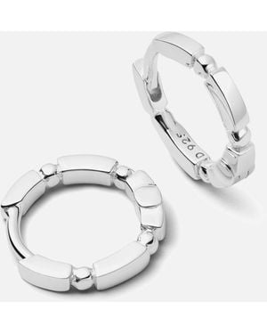 Daisy London Stacked Sterling Silver Huggie Hoop Earrings - Metallic