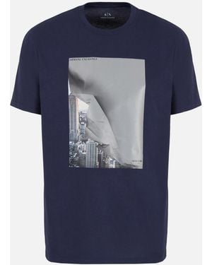 ARMANI EXCHANGE Skyscraper Cotton jersey T shirt in Blue for Men Lyst