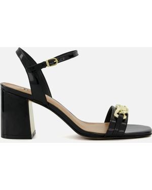 Dune Manual Block Heeled Leather Sandals - Black