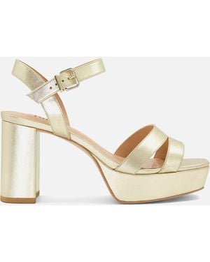 Dune Molten Leather Mid-Platform Sandals - Metallic