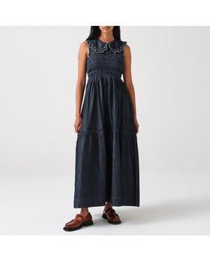 seventy + mochi Skye Smocked Denim Dress - Blue