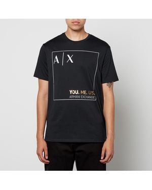 ARMANI EXCHANGE You Me Us Printed Cotton-jersey T-shirt - Black