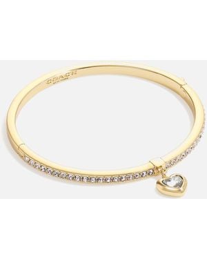 COACH Crystal Heart Charm Bangle - Metallic