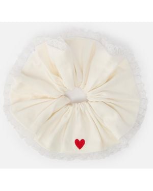 Sister Jane Lucky Cotton-blend Twill Scrunchie - White