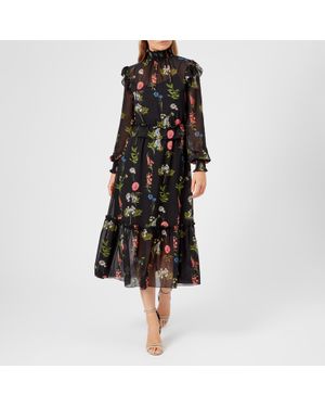 Ted Baker Simarra Florence Midi Long Sleeve Dress - Black