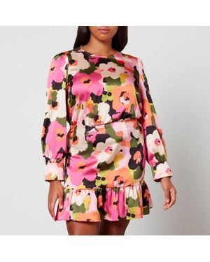 Never Fully Dressed Printed Crepe Mini Dress - Pink