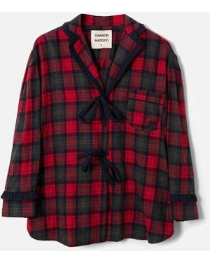 Damson Madder Antonella Cotton-flannel Pyjamas - Red