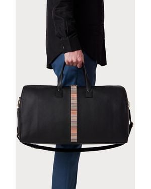 Paul Smith Signature Stripe Leather Holdall - Black