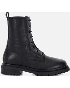 Dune Prestonne Leather Lace-Up Boots - Black
