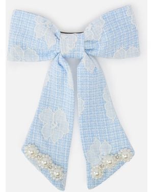 Sister Jane Rodeo Tweed Hair Bow - Blue