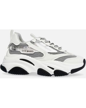Steve Madden Possession E 04d Contrast-panel Woven Low-top Trainers - White