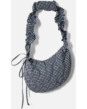 Damson Madder Ruched Gingham Kidney Bag - Blue