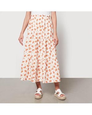 ALIGNE Hema Floral-Print Poplin Midi Skirt - Pink