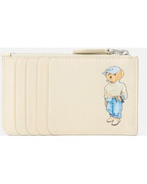 Polo Ralph Lauren Bear Leather Zip Card Case - Natural