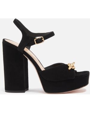 COACH Nicolette Suede Heeled Platform Sandals - Black