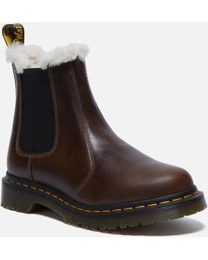 Dr. Martens 2976 Leonore Faux Fur-Lined Leather Boots - Brown