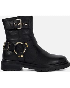 Dune Piton Leather Low Boots - Black