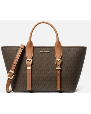 MICHAEL Michael Kors Moore Faux Leather Small Satchel - Brown