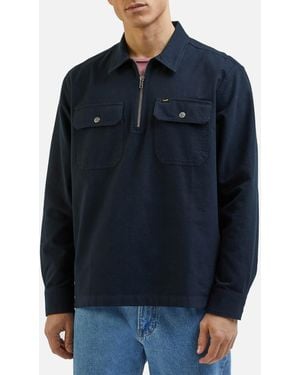 Lee Jeans Brushed Cotton Half-Zip Shirt - Blue