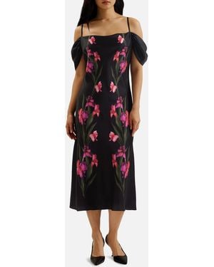 Ted Baker Lucern Satin Midi Dress - Red