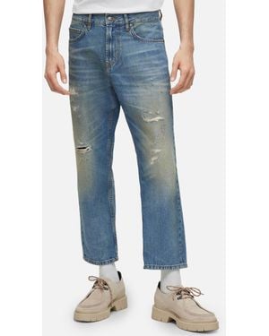 HUGO 340 Distressed Denim Straight-Leg Jeans - Blue