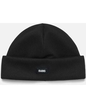 Rains Rib-knit Fleece-lined Beanie - Black