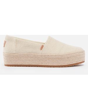 TOMS Valencia Metallic Canvas Flatform Espadrilles - Natural
