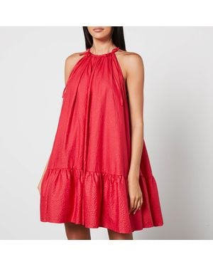 Sister Jane Carnelian Cloqué Halterneck Dress - Red