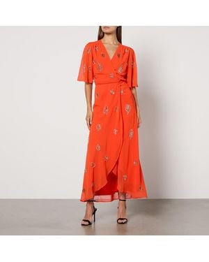 Hope & Ivy Alana Chiffon Maxi Dress - Red