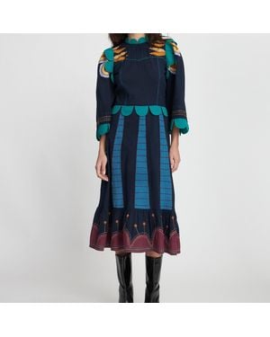 Stella Nova Embroidered Cotton-seersucker Dress - Blue