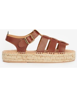 Barbour Paloma Fisherman Leather Espadrille Sandals - Brown