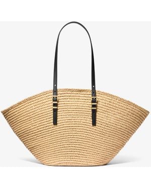 MICHAEL Michael Kors Isa Large Crocheted Straw Tote Bag - Natural