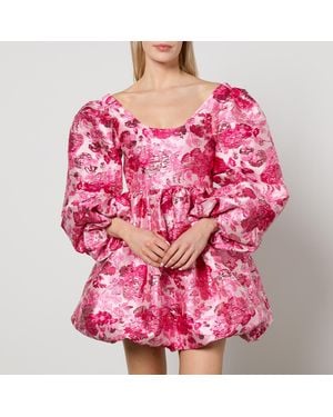 Sister Jane Dream Bubble Hem Floral-Jacquard Dress - Pink
