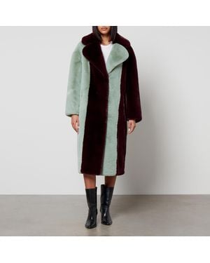 Jakke Katie Striped Faux Fur Coat - Black