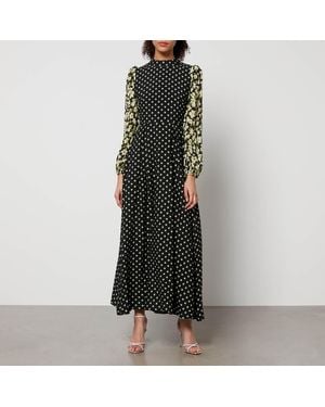 Sister Jane Ballad Jacquard And Seersucker Midi Dress - Black