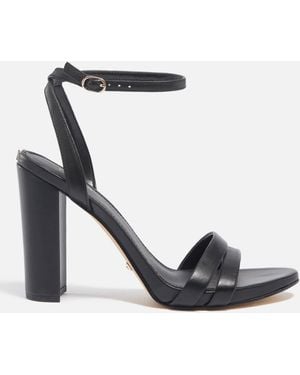 Guess Fynlee Leather Heeled Sandals - Black