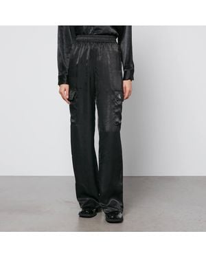 Calvin Klein Satin Logo Elastic Cargo Pants - Black