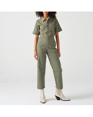 seventy + mochi Pearl Striped Denim Jumpsuit - Green