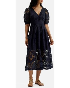 Ted Baker Agnel Cotton-blend Lace Midi Dress - Black