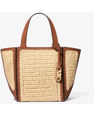 MICHAEL Michael Kors Jordi Small Crocheted Straw Tote Bag - Brown