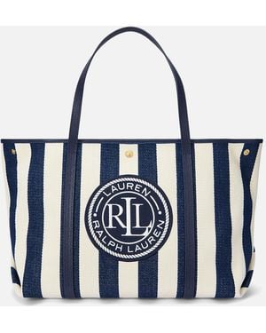 Ralph Lauren Farrah Canvas/leather Small Satchel - Blue