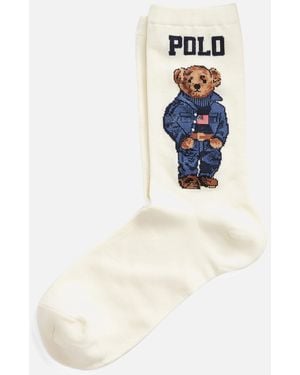 Polo Ralph Lauren Cotton-blend Intarsia-knit Socks - White