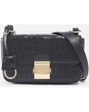 Radley Hanley Close Croc-effect Leather Mini Flapover Crossbody Bag - Black